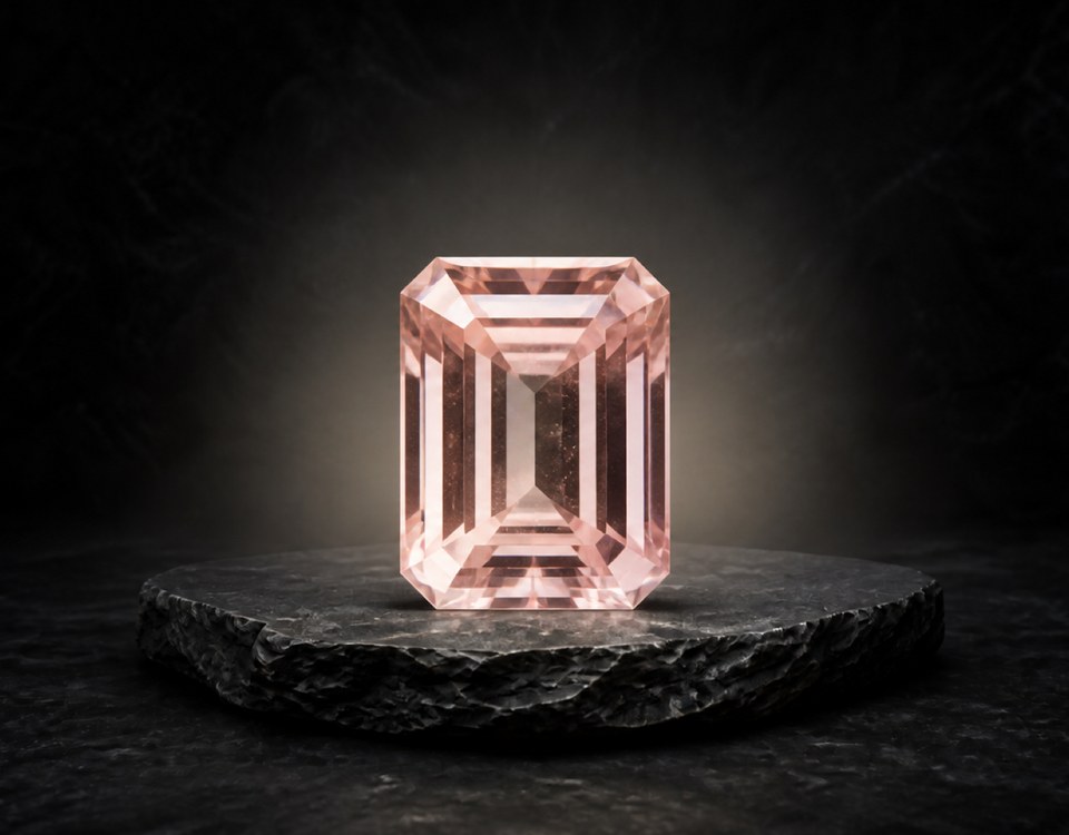 Morganite is a rare, pink-to-peach variety of beryl (the same mineral family as emerald and aquamarine). Named after financier J.P. Morgan, it features a hardness of 7.5 to 8 on the Mohs scale. Prices typically range from $30 to over $300 per carat depending on color saturation and size.