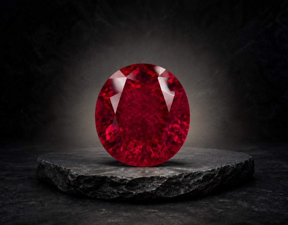 A ruby is a pinkish-red to blood-red gemstone made of corundum (aluminium oxide). Chromium gives it its red color and strong red fluorescence. Ranking 9 on the Mohs hardness scale, it is exceptionally durable. Celebrated as the birthstone for July, top-quality natural rubies are among the most valuable colored gemstones in the world.